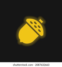 Acorn yellow glowing neon icon