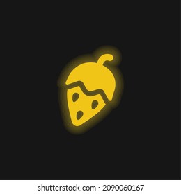 Acorn yellow glowing neon icon
