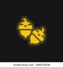 Acorn yellow glowing neon icon