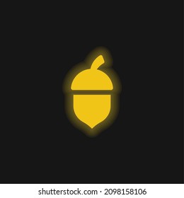 Acorn yellow glowing neon icon