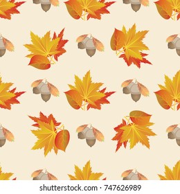 acorns and autumn leaves texture pattern