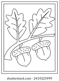 An acorns coloring page vector download