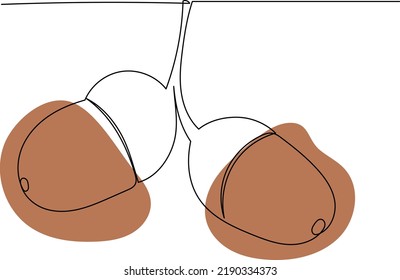 acorns drawing by one continuous line, vector