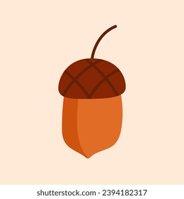 Acorns Flat Design Vector Art Illustration on Isolated Object. Autumn Vector Illustration. Autumn Vector Theme Illustration. Autumn Theme Vector Illustration.