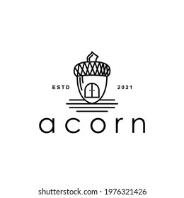 acorns house line art logo design inspiration