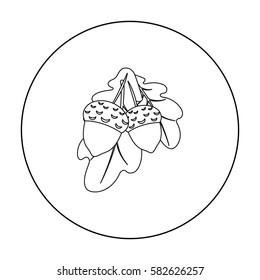 Acorns icon in outline style isolated on white background. Canadian Thanksgiving Day symbol stock vector illustration.
