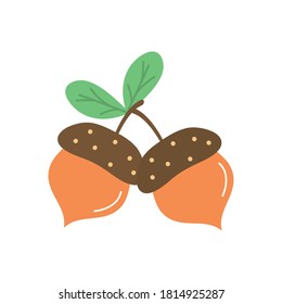 acorns icon over white background, flat style, vector illustration