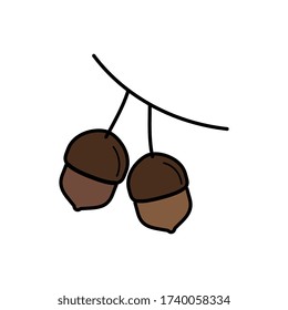 Acorns icon. Simple outline colored vector of autumn icons for ui and ux, website or mobile application