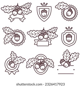 Etiqueta de la corona y conjunto de iconos. Corbatas de icono de colección. Vector