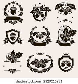Acorns label and icon set. Collection icon acorns. Vector
