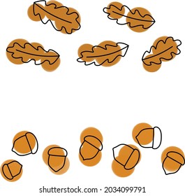 Acorns and Leaves. Original vector illustration of acorns and leaves. It's autumn time. Design for prints or patterns.