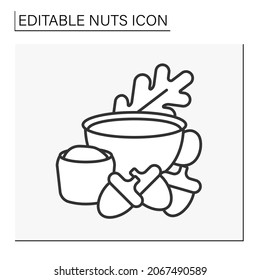  Acorns line icon. Oak trees nuts for healthy tea. Balanced nutrition. Nuts concept. Isolated vector illustration. Editable stroke