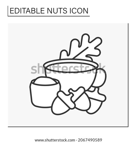  Acorns line icon. Oak trees nuts for healthy tea. Balanced nutrition. Nuts concept. Isolated vector illustration. Editable stroke