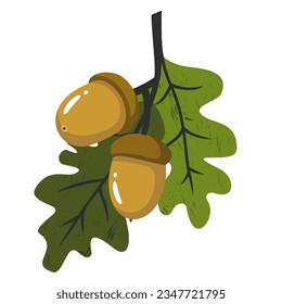 Maíz con hojas de roble. Clíparte vectorial ilustrada.