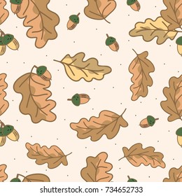 Acorns and oak leaves pattern for textiles, paper, jewelry