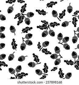 Acorns oak nut vector seamless pattern