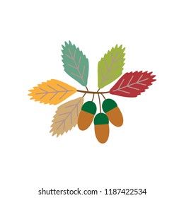 acorns on a branch. Element of colored autumn illustration for mobile concept and web apps. Detailed acorns on a branch illustration can be used for web and mobile