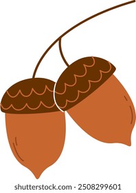 Acorns Pair Icon Vector Illustration