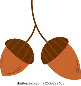 Acorns Pair Icon Vector Illustration