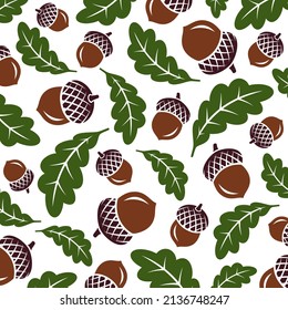 Acorns pattern background set. Collection icon acorns. Vector