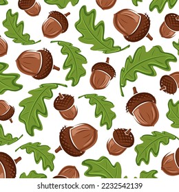 Acorns pattern background set. Collection icon acorns. Vector