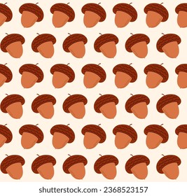 Acorns seamless pattern. Botanical autumn print. Vector illustration.