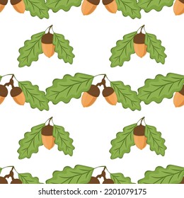 acorns, seamless pattern, vector illustration