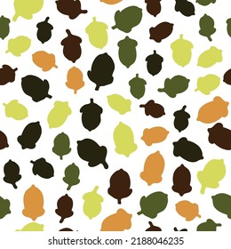 Acorns silhouettes fashioned seamless pattern. Childish Background. Vector illustration. Design for kids clothing, textile, wallpaper and wrapping.