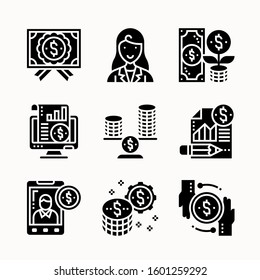 Acounting Financial of Glyph vector icons