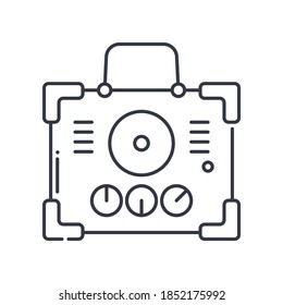 Acoustic amplifier icon, linear isolated illustration, thin line vector, web design sign, outline concept symbol with editable stroke on white background.
