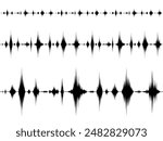 Acoustic analysis waveform illustration material set_Silhouette
