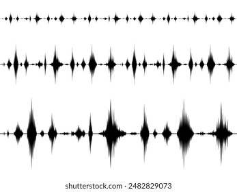 Acoustic analysis waveform illustration material set_Silhouette