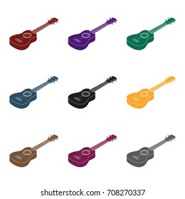 Acoustic bass guitar icon in black style isolated on white background. Musical instruments symbol stock vector illustration.