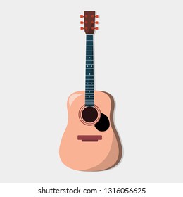 acoustic brown guitar vector illustration