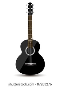 acoustic classic guitar illustration isolated on white background, vector