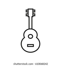 acoustic classic guitar In Simple Line Style Isolated On White Background. Created For Mobile, Web, Decor, Print Products, Application