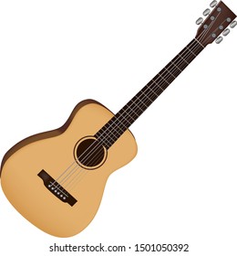 Acoustic classic guitar six strings. Vector illustration.