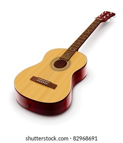 acoustic classic guitar vector illustration isolated on white background