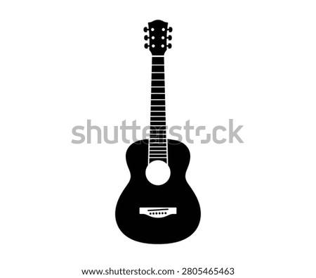 Acoustic classical guitar vector icon. String musical instrument, concert, folk melody and hobby symbol.