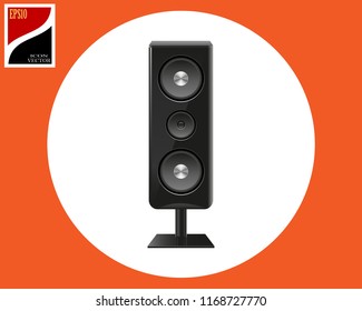 acoustic column of dark color in a circle with a sign