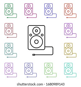 Icono de estilo multicolor de columna acústica. Línea delgada simple, contorno vectorial de iconos de tecnología para ui y ux, sitio web o aplicación móvil