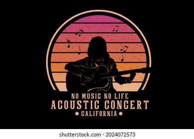 acoustic concert silhouette retro vintage illustration hand drawing