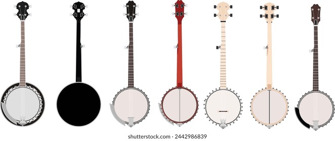 Acoustic Country and Folk Banjos Models - Ai Illustrator