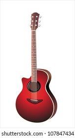 Acoustic cutaway guitar isolated over white background