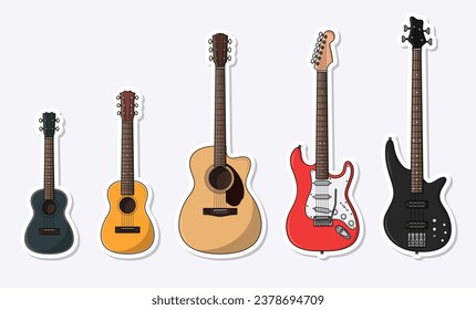 Acoustic and electric guitar musical instruments