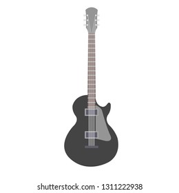 acoustic and electric guitars flat isolated on white background