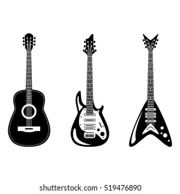 acoustic and electric guitars set. Vector illustration. 