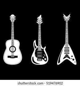 acoustic and electric guitars set. Vector illustration. 