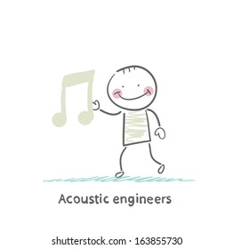 Acoustic engineer with a note