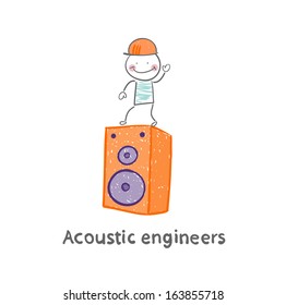 Acoustic engineer standing on a large column